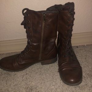Brown lace up boots